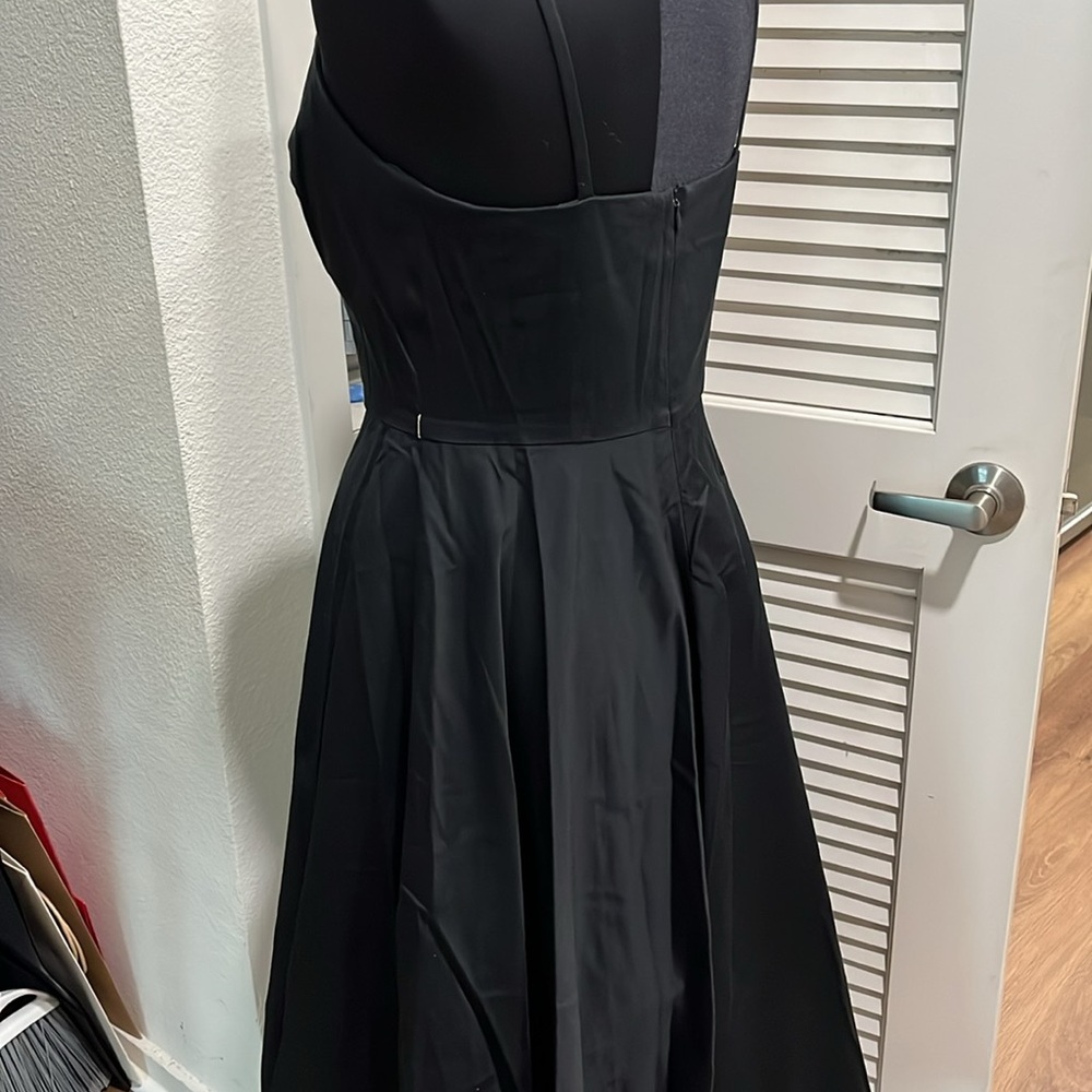 White House Black Market black spaghetti strap lined cotton A-line dress 8 - Picture 4 of 8